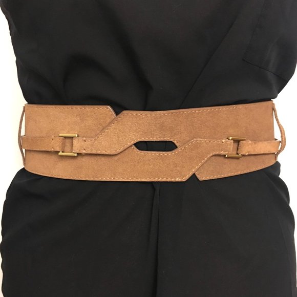 Talbots Accessories - Talbots Tan Suede Leather Double Buckle Wrap Belt Medium